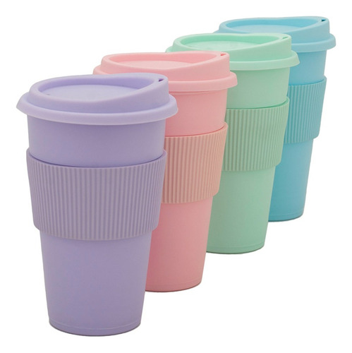 10 Vaso Térmico Tipo Starbucks Mug Tapa Faja 300 Ml Pastel