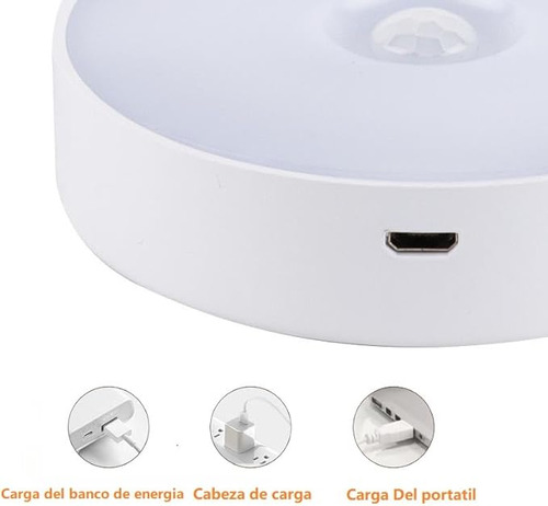 Luz Noche Lámpara Pared Focos Led Clóset Recargable Usb 6pzs Cesar®