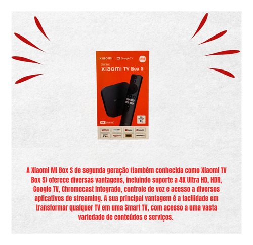 Xiaomi Mi Box S Tv 2a Geracao 4k Android Ultra Hd Google Tv Preto Padrão