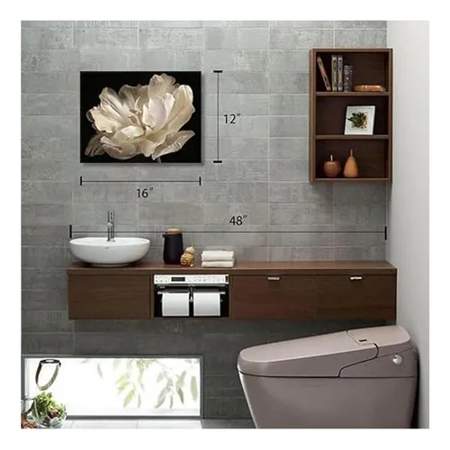 Decoración De Baño Negro Tulipán Blanco Sobre Fondo