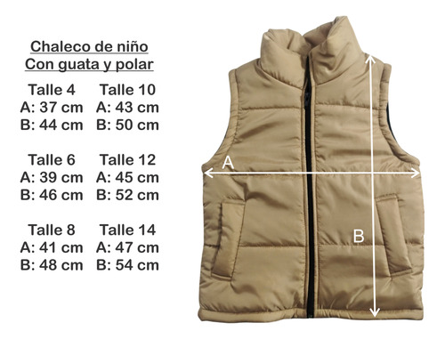 Chaleco Impermeable De Niño, Con Guata Y Polar. T4-14