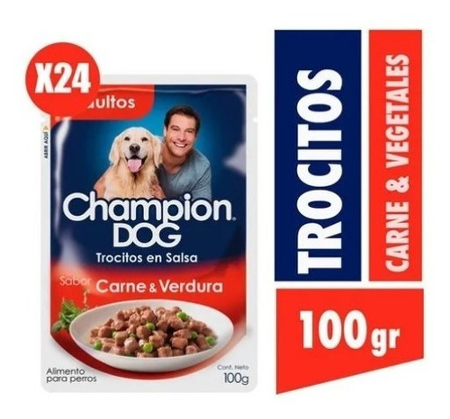 Champion Dog Trocitos En Salsa Carne Y Vegetales 24x100g