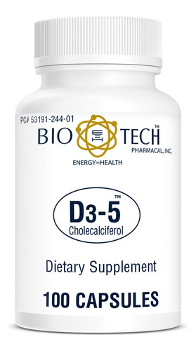 D3-5 Vitamina D3 5000 Ui Bio-tech Pharmacal 100 Cápsulas