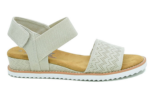 Sandalia Confort Casual Skechers Bobs Desert Kiss Beige