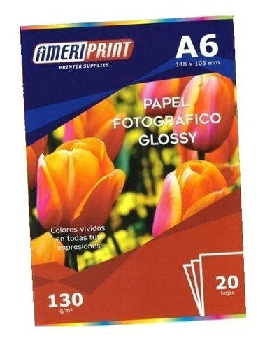 Papel Fotografico Glossy 130g A6 (20hojas) X  10pack