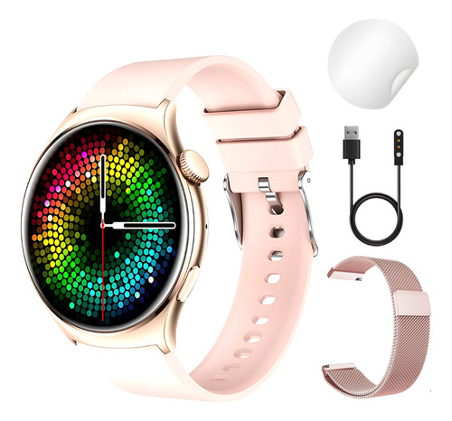 Reloj Digital Mujer Inteligente Smartwachh Mujer Elegante Rosa Milanese Qx10 Rosa Doble Malla Film Rosa