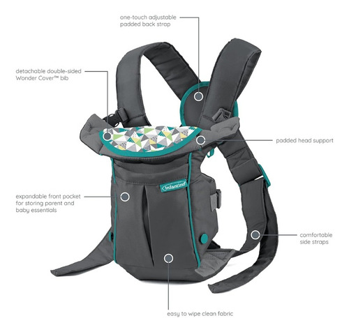 Canguro Infantino 2 En 1 Ergonómico Convertible Porta Bebe