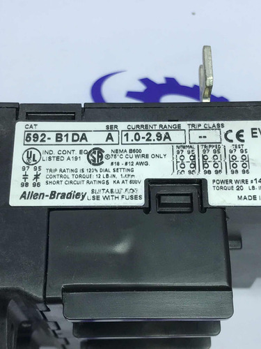 Allen Bradley 592-b1da Relevador De Sobre Carga