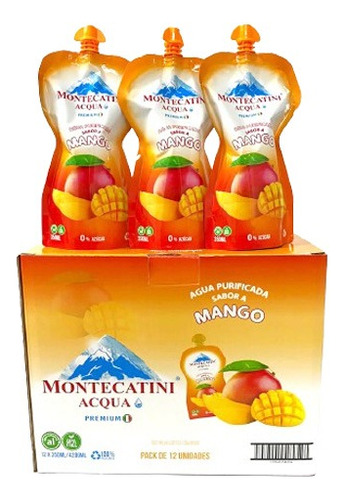 Doypack Agua Premium Mango Caja 12 Uni X 350ml Montecatini