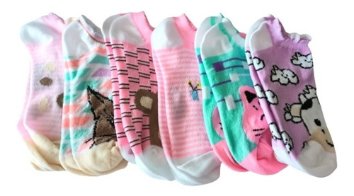 12 Pares Calcetines Tin Dama Algodón Unitalla Variados
