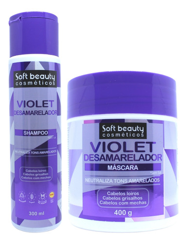 Kit Soft Beauty Violet Desamarelador Shampoo Máscara