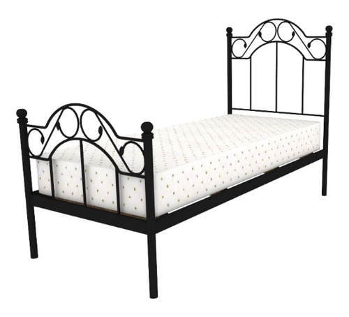 Cama De Hierro Forjado 1 Plaza Estilo Romano + Piecera Curvo