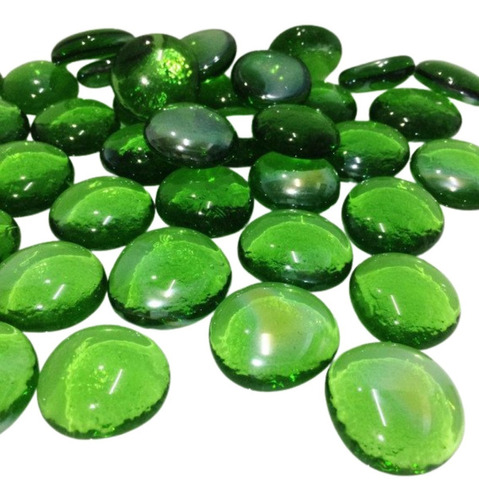 Gemones De Vidrio Verde Traslucido 28-30 Mm X 500gs