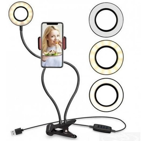 Ring Light Led Usb Com Suporte Articulado Para Celular Xcell