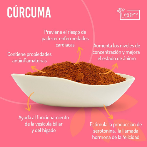 Imagen 5 de 7 de Cúrcuma En Polvo Superfood Leafy 200 Gr