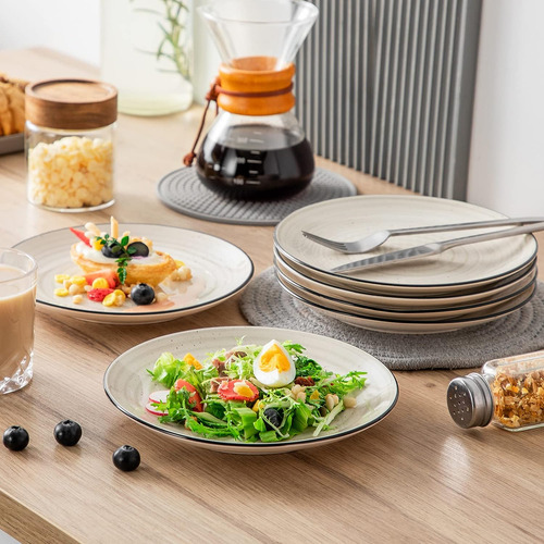 Platos Set Aperitivo 19 Cms 6 Pcs Cerámica Redonda