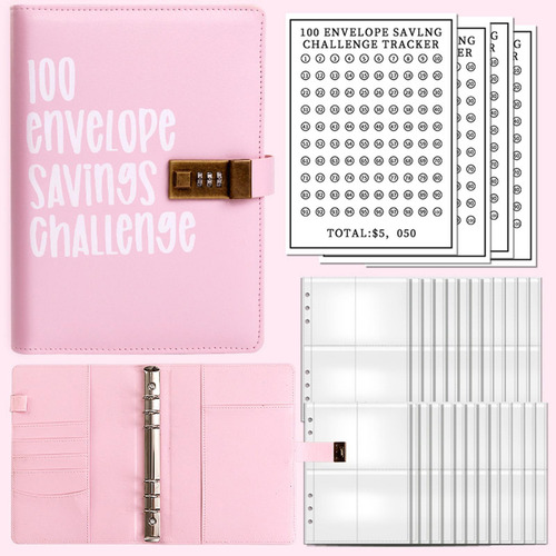 100 Envelope Challenge Binder Savings Challenges Binder Pink