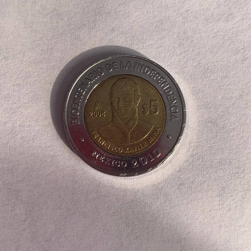 Moneda De Colección De 5 Pesos, Francisco Xavier Mina (Usado)