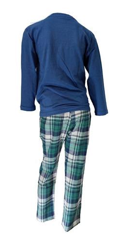 Imagen 3 de 7 de Pijama De Niño Invierno Moda Pantalón Escoces