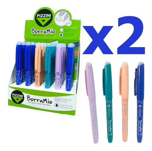 Imagen 1 de 5 de Lapicera Borrable Pizzini Borramio Pack X2 Simil Genio