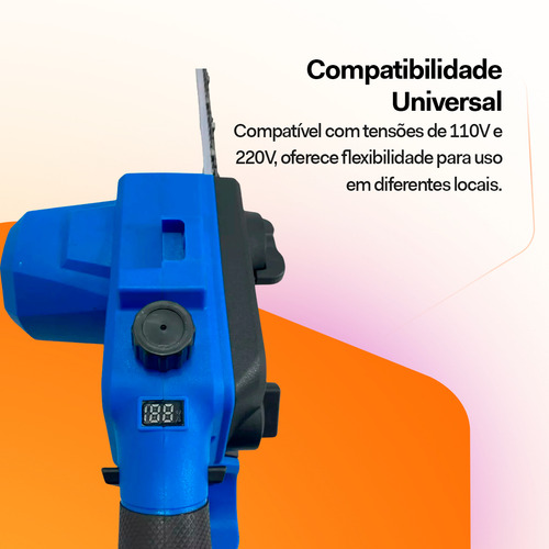 Kit Motosserra Elétrica Portátil Recarregável Com 2 Baterias 48v Brushless 12 polegadas 1200w Bivolt 110/220v + Maleta E Acessórios Exbom