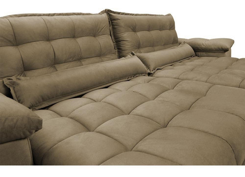 Sofá Retrátil e Reclinável 2,72m com Molas Ensacadas Cama inBox Aconchego Tecido Suede Castor