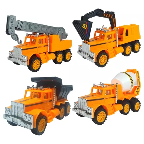 Kit 4 Caminhão Truck Construção 17 Cm Brinquedo Infantil