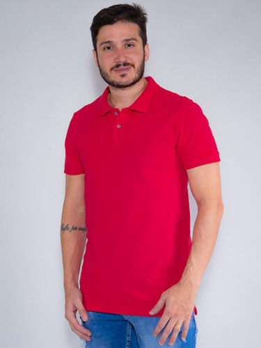 Camiseta Polo Masculina Elastano Básica Lisa Revanche