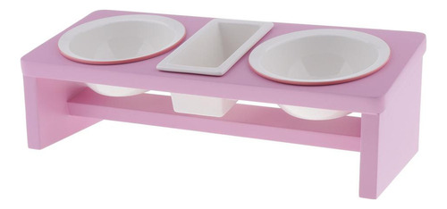 P Alimentador De Gato For Mascotas Dobles Elevados Rosado