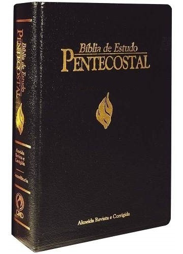 Imagem 1 de 4 de Bíblia De Estudo Pentecostal Capa Luxo Preta Média