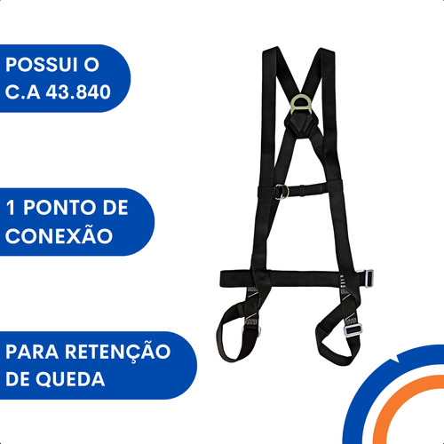 Cinto Paraquedista Pl 1070 Black 1 Ponto Cinturão Seguranca