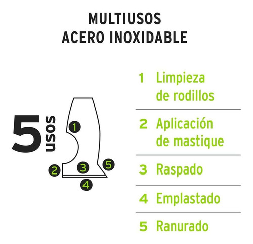Espatula Truper Rigida Inoxidable 5 Usos 60 Mm Multiuso