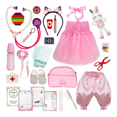 Bebê Reborn Baby Boneca Cabelos Castanhos + Enxoval Completo