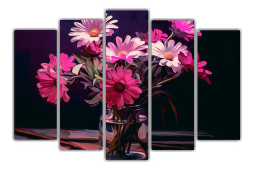 Cinco Composiciones Modernos Orquídeas Simetría 100x65cm