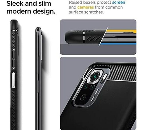 Imagen 5 de 8 de Funda Spigen Rugged Armor Para Redmi Note 10/note 10s Negra