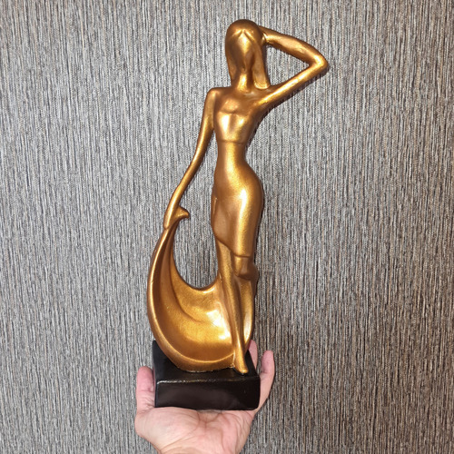Estátua Mulher Dama Com Vestido Abstrata Linda Grande 40 Cm!