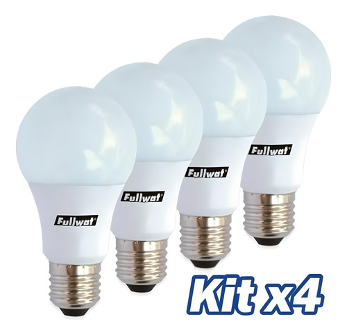 Kit X 4 Und Bombillo Led Fullwat Eco 9w 6500k E27 A60