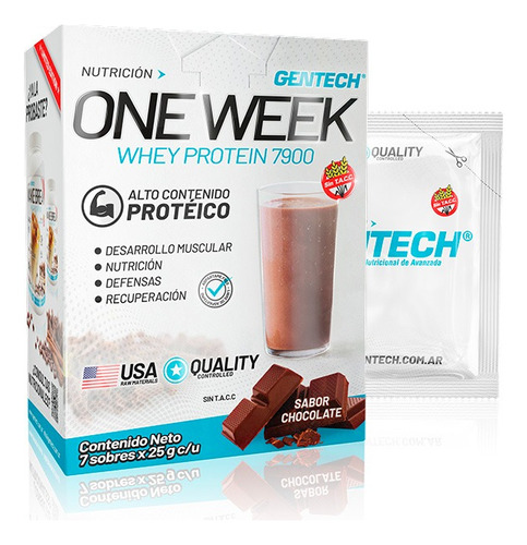 Gentech One Week Whey Protein 7 Sobres X 25g Sabor Chocolate