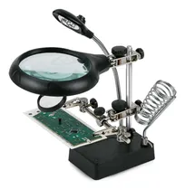 Comprar Suporte Para Ferro Solda Eletrônica Bancada Lupa Led Garras