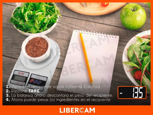 Imagen 6 de 7 de Balanza Alimentos Cocina Digital Hasta 10 Kg Alta Precision Color Blanco