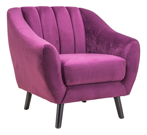 Sillón Individual Ocasional Vintage Moderno Minimalista Color Uva Diseño De La Tela Terciopelo