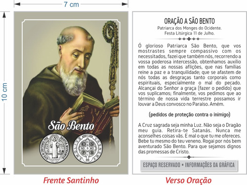 Santinho São Bento (milheiro Oração) | Frete grátis