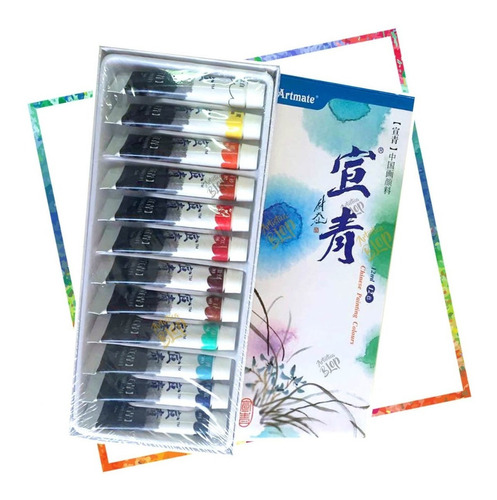 Set Pintura Oriental X12 Colores Armate Sumie Shodo Japon