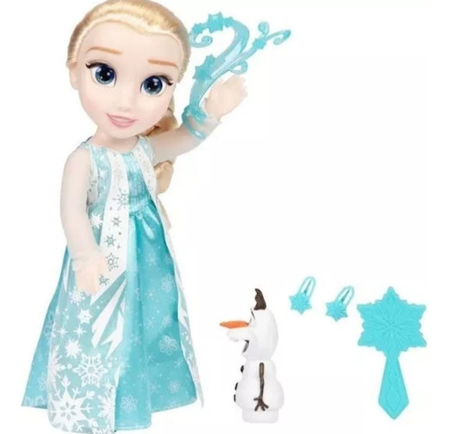 Muñeca Articulada Princesa Elsa Cantante Y Olaf