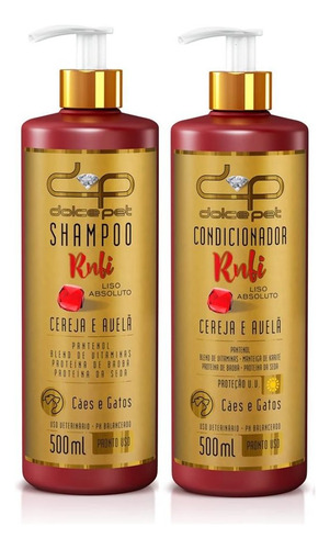 Kit Dolce Pet Liso Shampoo + Condicionador Rubi - 500 Ml