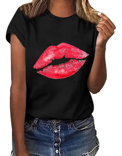 Blusas con estampado de labios deals