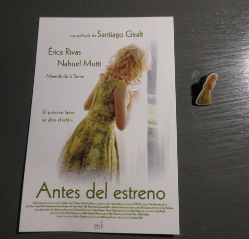 Postal Pelicula Antes Del Estreno + Pin Boton Festival Cine