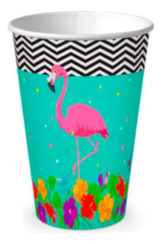 Copos Descartáveis Festa Flamingo Tropical 180 Ml Junco 8un