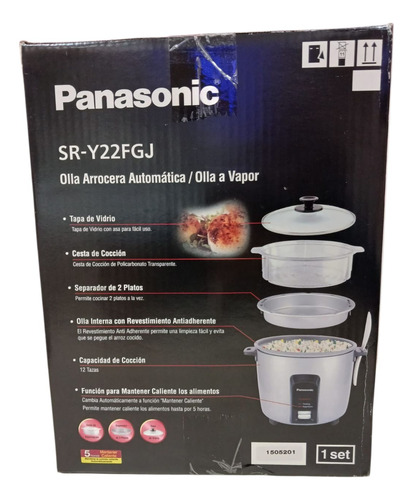 Olla Arrocera Panasonic 2.2l Sr-y22fgj Roja Con Vaporera Bordó 50/60 Hz
