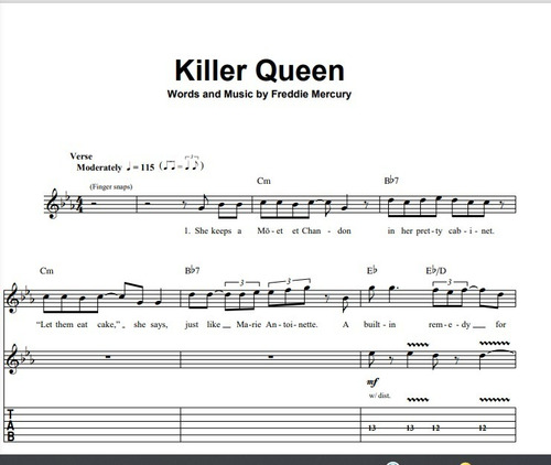 Queen - Guitar Play Alone 8 Partituras Tablaturas Guitarra
